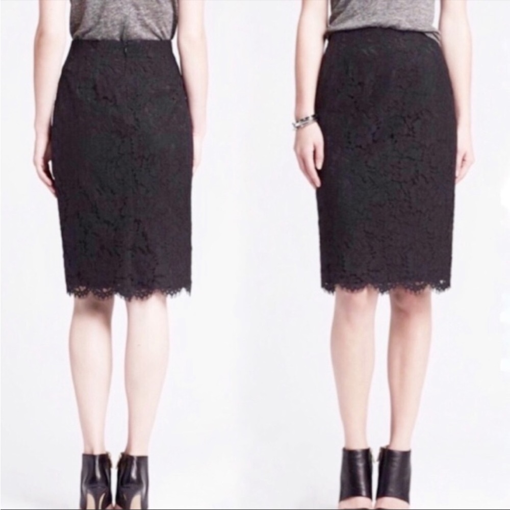 NWT Banana Republic Black Lace Midi Skirt